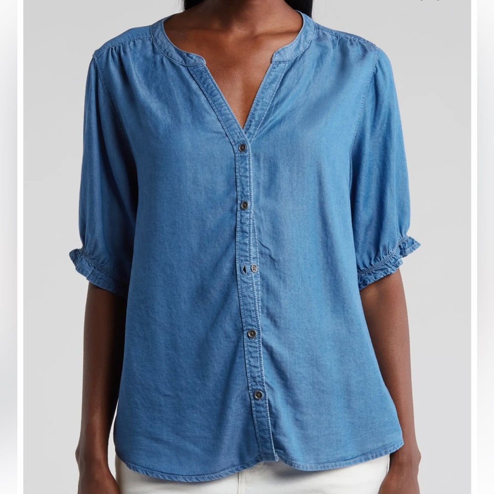 Jolyn Ruffle Sleeve Denim Top